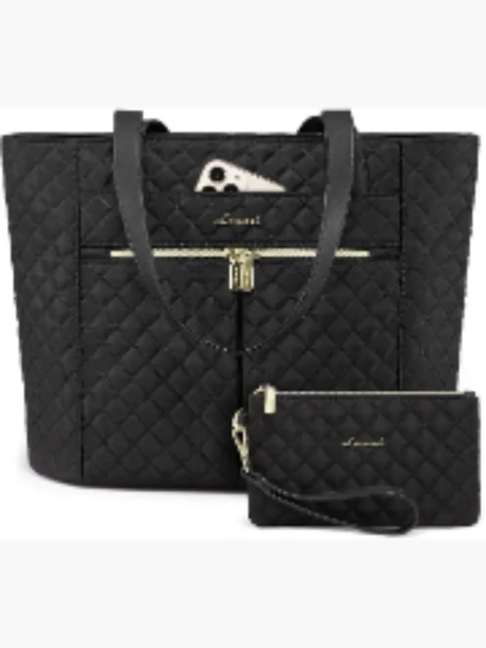 Quilted Laptop Tote Bag for Women 15.6 inch Work Briefcase Travel Shoulder Bag